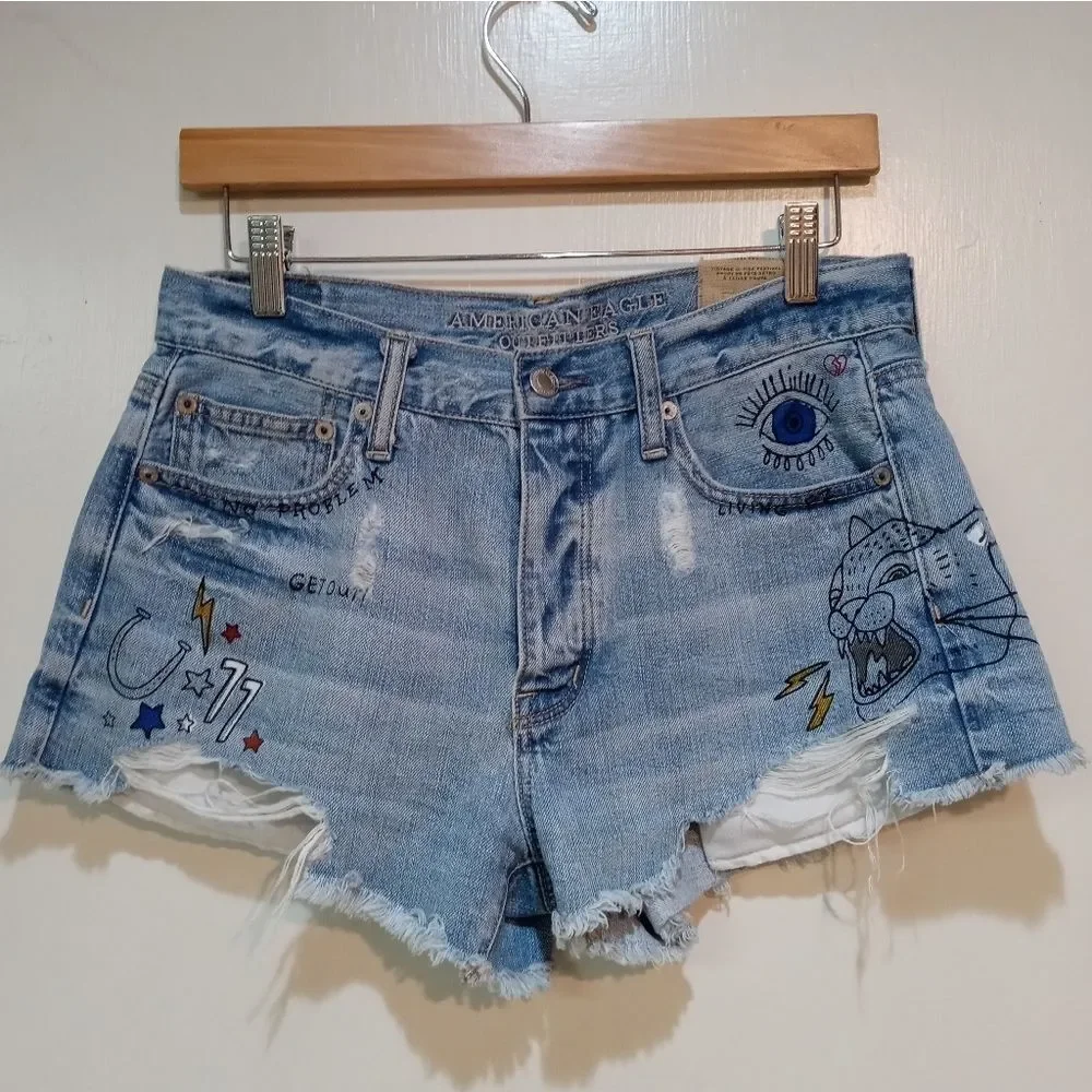 American Eagle Outfitters Sz. 6 Blue Vintage Hi-rise Festival Short